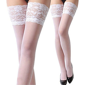 Tất lưới dài qua gối phối ren cho nữ - trắng