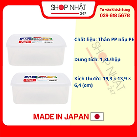 Bộ 2 hộp bảo quản củ quả trong ngăn mát tủ lạnh 1.3L Nội địa Nhật Bản