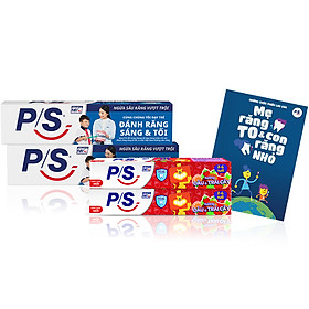 Combo FAMILY 02 Kem đánh răng P/S ngừa sâu răng vượt trội 240g và 02 Kem đánh răng trẻ em Hương Dâu tặng kèm Bộ truyện 21 tập cho bé Chải Răng Vui Nhộn