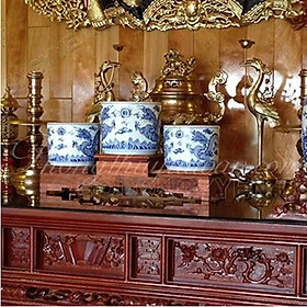 Mua Lư hương gốm Trụ/Tròn Rồng xanh(4 size)