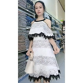 Đầm trễ vai ren thêu chất lượng cao Myqlothing.