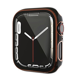 Ốp Case PC Mặt Kính Cường Lực Viền Màu cho Apple Watch Series 4/5/6/SE/7/8/9/SE2 Size 40mm/41mm/44mm/45mm
