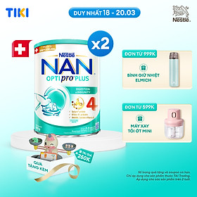 [Tặng Đồ chơi toán học cân bằng] Bộ 2 lon Sữa bột Nestlé NAN OPTIPRO PLUS 4 800g/lon với 5HMO Giúp tiêu hóa tốt + Tăng cường đề kháng - Bé 2-6 tuổi