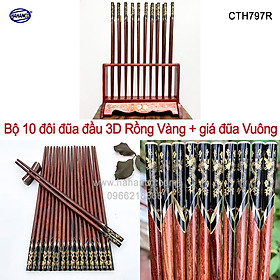 Bộ đũa thờ 10 đôi đũa Cẩm đầu 3D PHONG THỦY - Giá trị Tâm linh - truyền thống văn hóa Việt