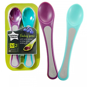 Thìa ăn dặm cho bé Tommee Tippee từ 7 tháng (set 2 thìa) - Feeding Spoon - Màu Tím/ Xanh dương