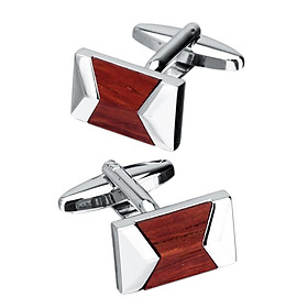 Rectangle Wooden Brass Cufflinks Men Formal Casual Cuff Links fit Shirt Suit