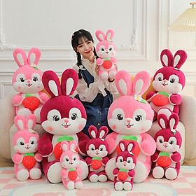 Thú nhồi bông thỏ Bunny ôm dâu đáng yêu - Size 45cm - Quà tặng gấu bông thỏ ngồi lông mềm mịn cute - Thỏ bông ôm dâu.