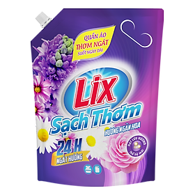 Túi Nước giặt Lix Sạch Thơm hương ngàn hoa 2.6Kg N7402 - chứa hạt lưu hương cho ngày dài thơm ngát