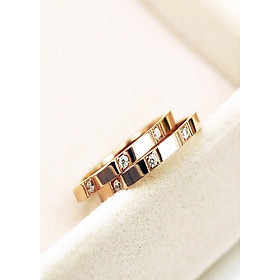 Nhẫn đôi titan đá cubic sang trọng mãi yêu NC189