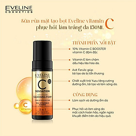 Sữa rửa mặt tạo bọt Eveline vitamin C phục hồi làm trắng da 150ML