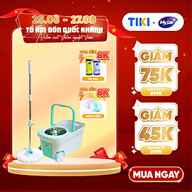 [Tặng Bông Lau] Bộ Lau Nhà MyJae Đài Loan Sợi Microfiber Xoay Siêu Tốc 360 Độ Thông Minh 129.5cm