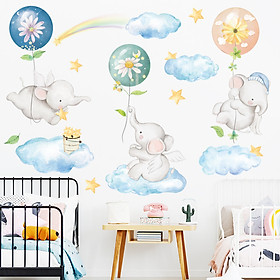 Mua Sticker Giấy Dán Tường Decal Dán tường Tranh Dán Tường Trang Trí Tường Mẫu Những chú voi nhỏ ngộ nghĩnh ZDB-2183