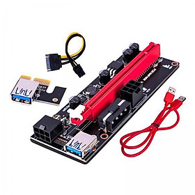 4X PCI-E VER 009S 1x to 16x Graphic Extension USB 3.0 Adapter Red USB Cable
