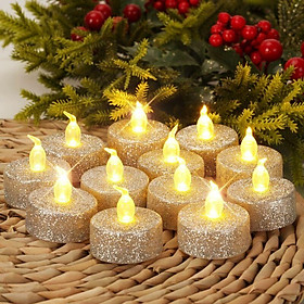 Đèn trà nến bạc -candle -candle, 12 đèn trà nến bạc cho Lễ Tạ ơn, Giáng sinh, ngày lễ và đồ trang trí ngày lễ