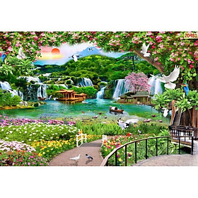 Mua tranh phong cảnh thiên nhiên 3D dán kính 2 mặt 75x120cm
