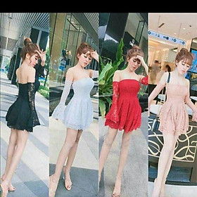 Đầm cúp ren gắn tay loa xòe