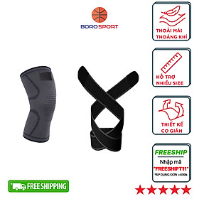 Hình ảnh Băng quấn bó gối ( 1 cái ) bảo vệ đầu gối , khớp gối 2 trong 1 , Giúp tránh chấn thương , tăng khả năng vận động linh hoạt CLEACCO - Hàng chính hãng BORO SPORT