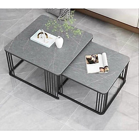 Mua Bàn trà đôi mặt đá chống thấm ố chân bàn sắt sơn tĩnh điện MS021