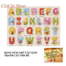 Bảng Ghép 26 Chữ Cái Tiếng Anh Bằng Gỗ Tặng Tranh Cát Cho Bé