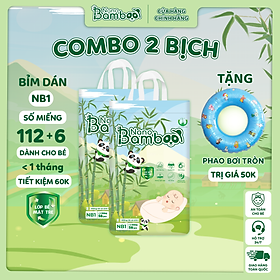 COMBO 2 Bịch tã bỉm DÁN Nano Bamboo sợi tre M L XL XXL XXXL 112+6 Miếng