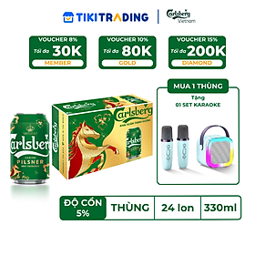 Thùng 24 lon Bia Danish Pilsner Carlsberg (330ml/lon) - Độ cồn 5%
