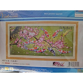 Tranh thêu chữ thập cưu ngư quần tụ -X8169