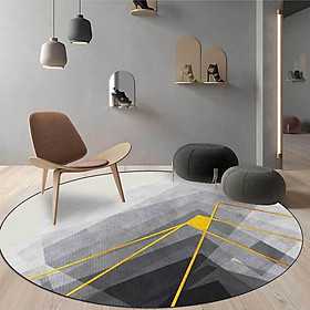 Round Floor Pad Polyester Fiber Abstract Print Circular Carpet Household Floor Cover