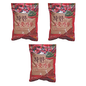 COMBO 3 GÓI Ớt Bột Vảy (Cánh) LOẠI 1 KG Hàn Quốc Làm Kim Chi CHACKHAN - NONGWOO