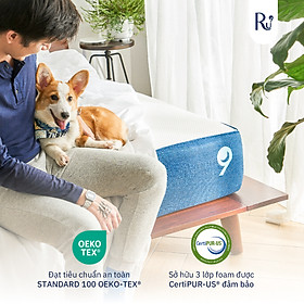 Mua Nệm Foam Cao Cấp Ru9 Original 25cm Trắng Xanh  3 Lớp Foam Nâng Đỡ Cơ Thể Tối Ưu
