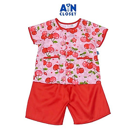 Bộ quần áo Bà Ba Lửng bé gái họa tiết Cherry Lụa Đỏ miệt vườn - AICDBGLUNBJE - AIN Closet