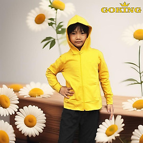 Áo khoác chống nắng vải da cá trẻ em GOKING, 100% cotton thoáng mát, thấm hút mồ hôi, khử mùi, kháng khuẩn, chống tia UV, 6 túi hiện đại