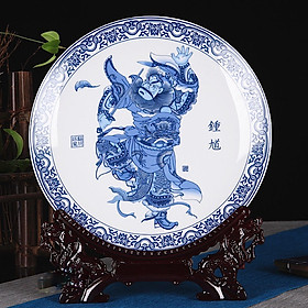 Mua ĐĨA TRANH THIÊN SƯ CHUNG QUỲ GỐM SỨ MEN LAM CẢNH ĐỨC TẶNG KÈM GIÁ ĐỠ ĐĨA HÌNH RỒNG