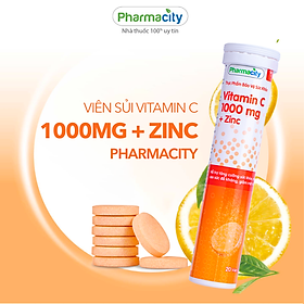 Thực phẩm Pharmacity bảo vệ sức khỏe Vitamin C 1000 mg + Zinc (Tuýp 20 viên)