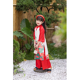 Bộ áo dài tết cho bé gái mẫu hoa mùa xuân xinh xắn diện lễ tết noel giáng sinh năm mới từ 10-40kg hàng thiết kế cao cấp