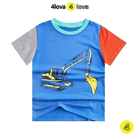 Áo thun cộc tay cho bé trai 4LOVA hoạt hình phối nhiều màu từ 8 - 30kg hàng chính