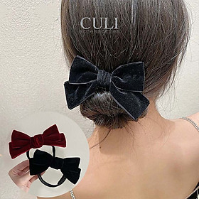 Kẹp búi tóc, dụng cụ quấn dẻo búi tóc đính nơ nhung xinh xắn - Culi accessories