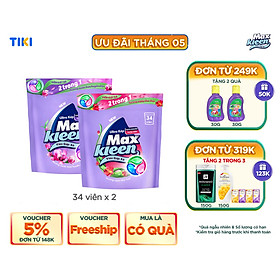 Combo 2 Túi Viên Giặt Xả MaxKleen Hương Huyền Diệu  Hương Ngày Thư Thái 34 viêntúi