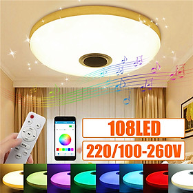 RGBW 108LED (36White+36Warm White+36Multicolor) Dimmable Bluetooth Speaker Music Ceiling Light Down Lamp Downlight Fixture Starlight w/ APP Remote Control Decor AC100-260V