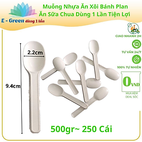 Bịch 500Gr~250 Cái Muỗng Nhựa Dùng Ăn Xôi, Ăn Bánh Plan, Dùng Cho Quán Giá Rẻ - Egreen Dùng 1 Lần