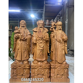 Bộ tam đa phúc lộc thọ bằng gỗ bách xanh thơm nức kt cao 50cm 