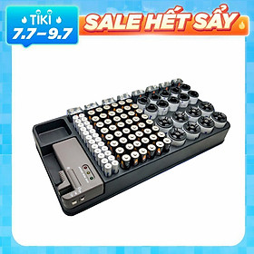 Hộp Trữ Pin Kiểm Tra Được Trạng Thái Pin Dành Cho Pin Aaa, Aa, 9V, C, D Và Pin Nút - Đen