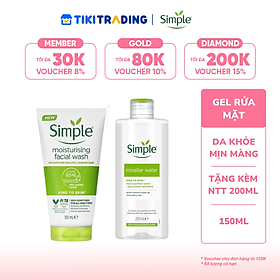 [Tặng kèm nước tẩy trang 200ml] Sữa rửa mặt Simple Moisturising Facial Wash da khỏe mịn màng 150ml