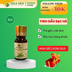 Tinh dầu Bạc Hà nguyên chất 3ml - Hoa Nén - Vegan - Thư giãn, Tập trung, mát lạnh sảng khoái