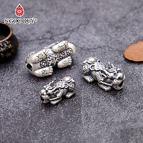 Charm bạc tỳ hưu xỏ ngang - Ngọc Quý Gemstones - 22.5mm