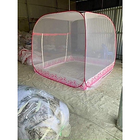 Màn chụp Tự Bung Đỉnh Vuông Cao Cấp Màn Rộng Dãi Mắt Nhỏ Chống Muỗi - họa tiết ngẫu nhiên - hồng