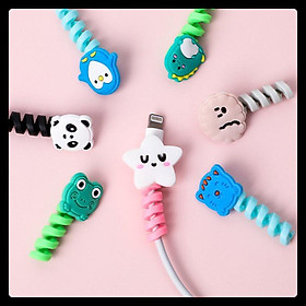 Mua Phụ kiện gắn dây sạc USB đầu thú đáng yêu  cuộn xoắn lò xo bảo vệ chống đứt gãy tai nghe điện thoại