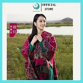 Khăn choàng/ Áo choàng phong cách Boho thổ cẩm nữ thu đông - Áo choàng len dạ dày