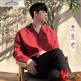 Áo sơ mi form rộng nam nữ hàn quốc trắng đen trơn, Áo sơ mi form rộng cổ vest tay dài trắng unisex ZENZETSHOP ASM05