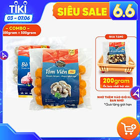 Combo tôm viên 500 gram + bò viên 500 gram Tâm Lợi, loại cao cấp - Giao nhanh trong 3h - 500gr