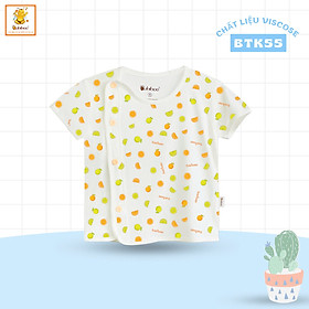 Áo Sơ Sinh Cổ Lệch Hoạ tiết Tay Ngắn Cho Bé